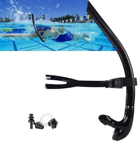 Swim Snorkel for Lap Swimming,No Loud gurgling Noise No Hurt Forehead No Slip Swimming Snorkeling Training for Adult/Kid/Youth,Swimmer Snorkle Center Mount Snorkel One-Way Purge Valve