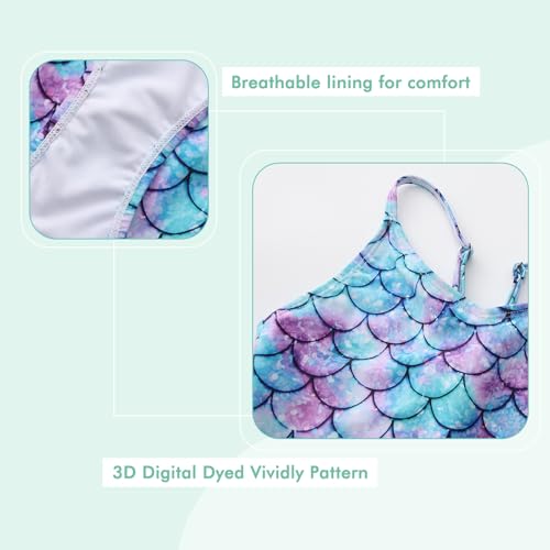 Image of Girls One Piece Swimsuits Mermaid Bathing Suits Summer Swimsuit 2-14 Years