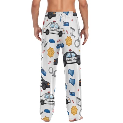 Police Car Pajama Pants Horn Handcuff Intercom Men's Pajama Bottoms Lounge Sleepwear PJs Casual Lightweight Sleep Pants L2
