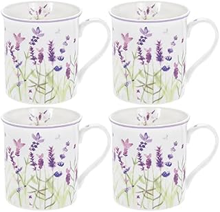 Set of 4 - Lavender Design Mugs in Gift Box