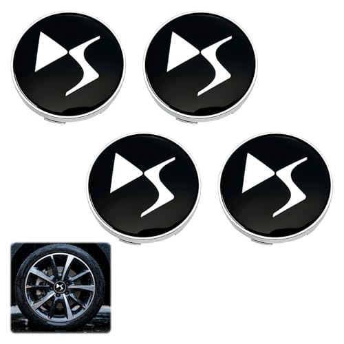 4 Pièces Auto Cache Moyeux, Cache Moyeu pour Citroen, Enjoliveur De Moyeu De Voiture, Couverture De Moyeu De Voiture, Capuchons Centre, pour Citroen DS3 DS6 DS7, Diamètre : 60 mm, Noir.
