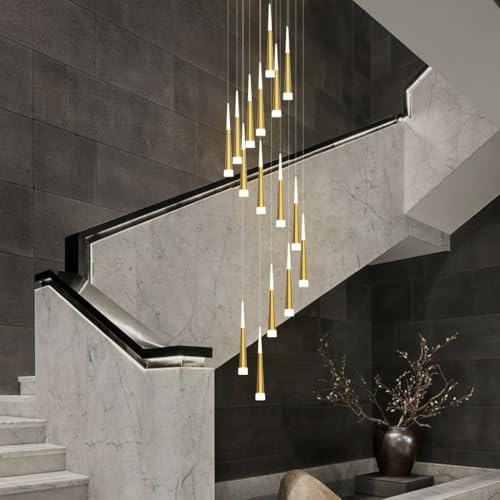 Lustre escalier moderne doré à 16 têtes LED Loen réglable - 4