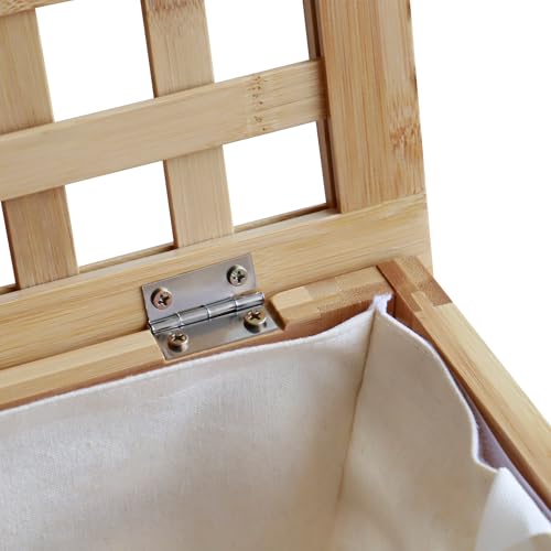 CLP Lenca - Cesto para la ropa sucia (madera, 90 L, lavable, marco de bambú, para baño, color natural) - imagen 7