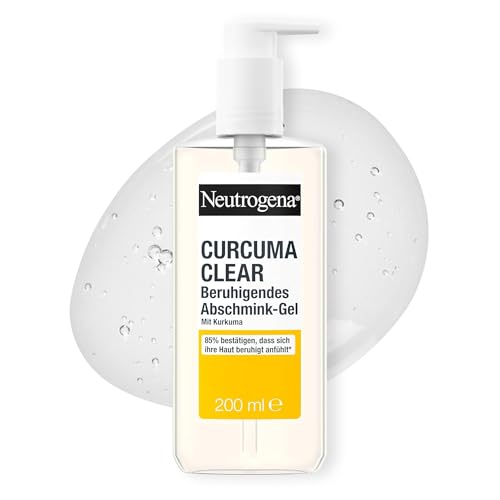 Neutrogena Curcuma Clear Beruhigendes Abschmink-Gel 200 ml, wasserfester Make-up Entferner mit Kurkuma, erfrischendes und Öl-freies Reinigungsgel für das Gesicht bei unreiner, sensibler Haut