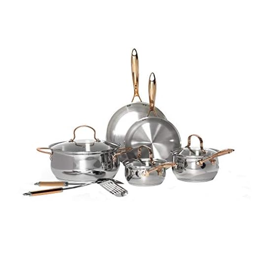 Denmark Tools for Cooks Celebrations Cookware Collection- Dishwasher Safe Oven Safe Induction Ready Durable Heavy Gauge Stainless Steel, 10 Piece Stainless Steel Cookware Set with Tools
