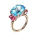 Dreamdge Mujer Oro rosa 750/1000 cuadrada Blue Turmalina topacio Tourmaline