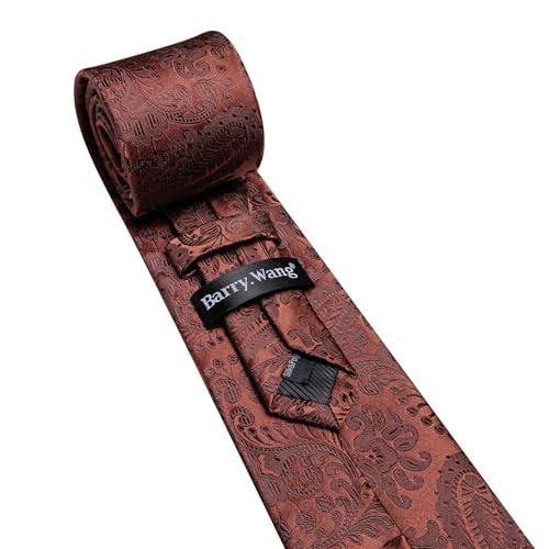 Image of Barry.Wang Paisley Tie Fashion Set Hanky Cufflinks Neckties for Men Woven Silk