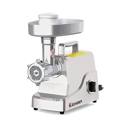 Kitchener Heavy Duty Electric Meat Grinder 2/3 HP (500W), 3-Speed with Stainless Steel Cutting Blade, 2 Stainless Steel Grinding Plates and Stainless Steel Stuffing Plate