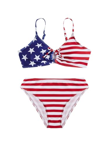 Image of COZYEASE Girls' 2 Piece Ditsy Floral Print Knot Front Ruched Triangle Bikini Swimsuit