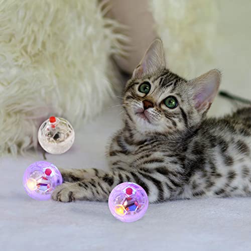 2 Piece Light Up Cat Ball Ghost Hunting Cat Balls, Multi-Color Flash Cat Dog Interactive Toys, Led Motion Activated Glowing Cat Ball, Led Glowing Cat Ball For Kitten Dog Pet Running Exercise Activity #TOP3
