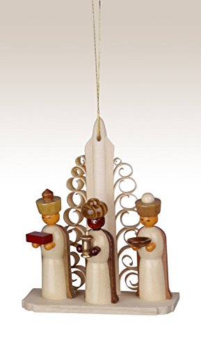 Décoration de Rois Mages en bois brut de 10cm pour sapin de Noël
