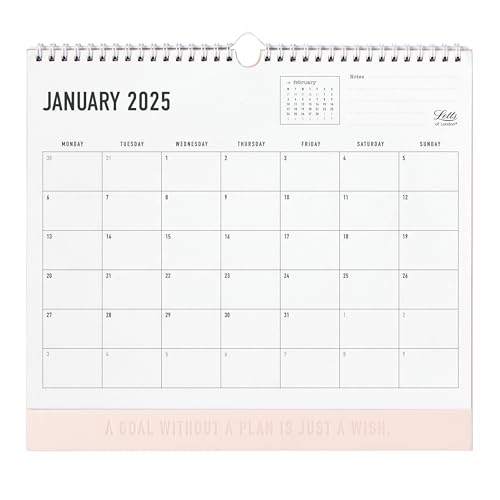 Letts of London Conscious 2025 Monthly Wall Calendar, 12 Months, January to December, Eco-Conscious, 100% Recycled, 11.8" x 10.625", Rosewater (C082350-25)