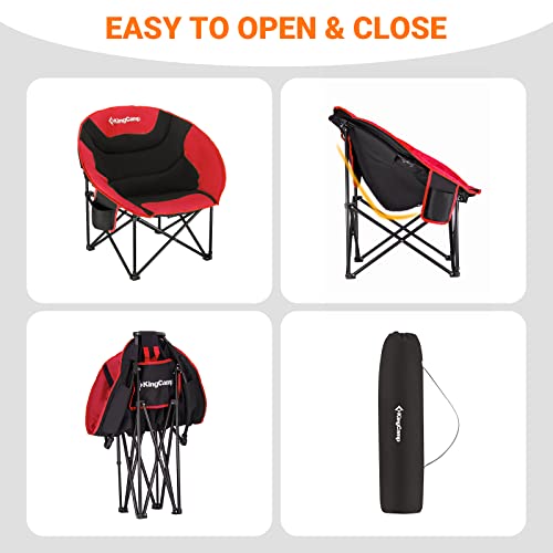 Kingcamp Oversized Camping Chair For Adults 300Lbs Capacity Camp Lawn Chair Folding Camp Chair With Cup Holder Storage Bag For Camp Bbq Outdoor Fishing 31 X 33 X 27 Inches Balck&Red Camping Chair #TOP6
