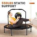 Zupapa 48" Foldable Rebounder, 550LBS Fitness Trampoline with Durable Bungees, Adjustable Handl, Stable & Quiet Exercise Rebounder for Adults, Great Mini Trampoline for Indoor/Garden Workout - Image 3