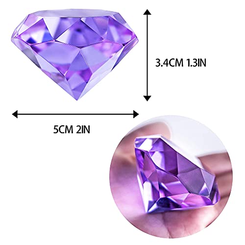 Pack Of 6 Purple Crystal Diamond Glass Jewels Home Decor, Wedding Table Decoration, Glass Paperweight 50Mm (2In) #TOP4