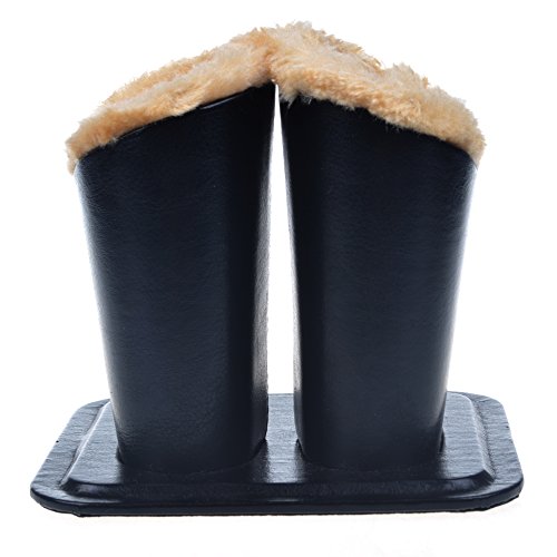 Velots Cosmos Black PU Leather Eyeglasses Holder Stand for Two Eyeglasses with Light Brown Color Plush Lined