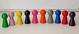 10 Stück 10 Figurenkegel , Spielfigur Groß , Halmakegel aus Holz , 40 mm - 10 Farben gemischt