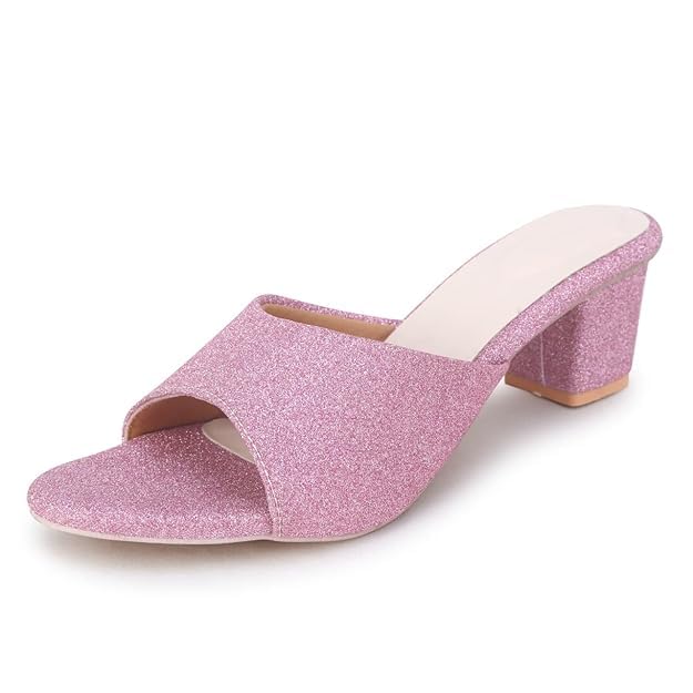Image of Women's Block Heel Sandals - Open Toe Slip-On Dress Heels for Wedding & Party, Cushioned Comfort Insole, Stylish Synthetic Leather