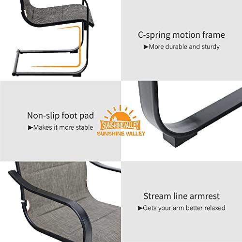 Sunshine Valley 7 Piece Patio Dining Set For 6, Rectangle Metal Patio Dining Table (Pvc Table Top) With 1.57" Hole And Outdoor C-Spring Dining Chairs For 6, Outdoor Table And Chairs For Backyard Lawn #TOP3