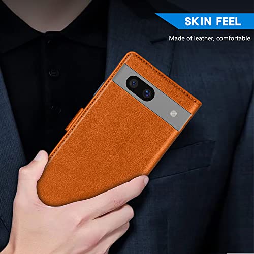 Image of ZZXX for Google Pixel 7a Wallet Case Magnetic Closure 6.1 inch,Brown