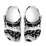 JZDACH Toddler's Fashion Outdoor Beach Pool Shoes for Cute Summer Style, Black and White Piano Keys Musical Notes
