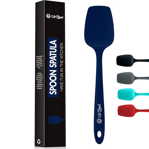 UpGood Silicone Spoon Spatula - 600ºF Heat-Resistant Non-Stick Rubber Spoonula | Use as Silicone Kitchen Scraper Utensil - Baking and Cooking Strong Stainless Steel Core | Kitchen Utensils, (Blue)