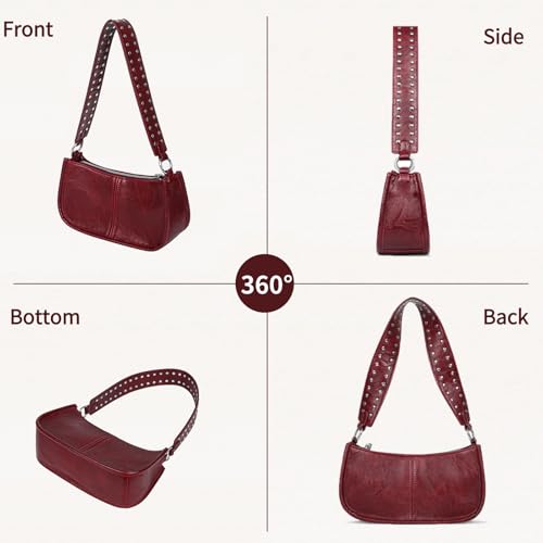 Shoulder Bag for Women Cute Trendy Purse 90s Y2k Bag Vegan Leather Handbags Crossbody Bag with 2 Removable Strap3