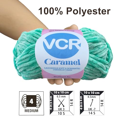 Image of VCR Minty Caramel Yarn 100 Grams Hank, 115 Meters Length, Premium Polyester Ball for Crochet and Knitting, Soft Crosia Threads, Pack of 1 Yarn, Suitable for DIY Crafts