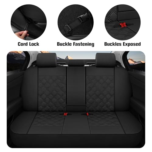Image of YGL Luxury PU Leather Car Seat Covers Full Set, Non-Slip Seat Cover Protectors, Universal Fit for Cars, Trucks, SUVs, Vans, Pickups, Airbag Compatible, Seat Covers for Car Interior (Black)