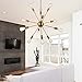 Sputnik Chandelier - 12 Lights Brushed Brass Pendant Lighting, Retro Ceiling Light Fixture, UL LISTED, Housen Solutions