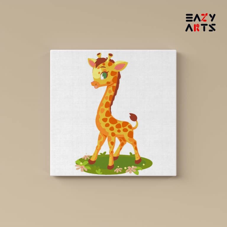 EAZY ARTS Baby Giraffe Paint by Numbers Kit for Kids 25 X 25 CM