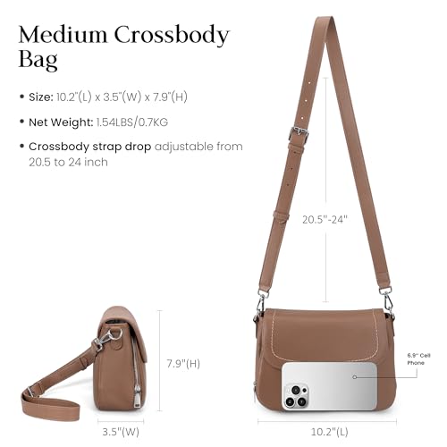 Image of befen Genuine Leather Crossbody Bags for Women with Built in RFID Wallet Medium Womens Saddle Bag Cross Body Purse