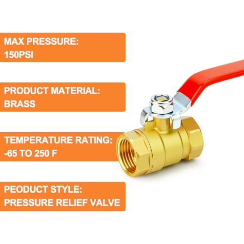 Image of GASHER 3PCS 1 /2 Inch Brass Mini Ball Valve, Shut Off Valve, 1 /2 Inch FNPT Thread Pipe Fitting