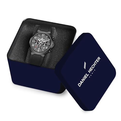 Image of Daniel Hechter Paris Beaubourg Collection Multifunctional Watch for Men with Textured Round Dial and Silicon Strap-DHM1009