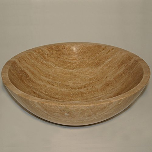 Silkroad Exclusive Srs-0029B-P Natural Travertine Stone Top Sink Vessel Basin Bowl Bathroom Vanity, Cotton #TOP2