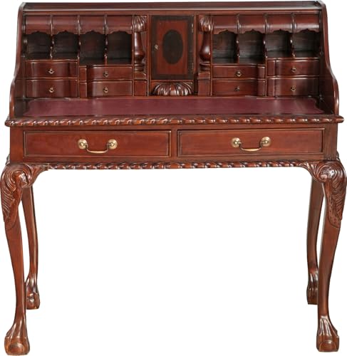 Biscottini Escritorio de madera y piel vintage 103x64x105 cm - Escritorio con cajones - Escritorio antiguo de madera - Escritorios clásicos para estudio y dormitorio - Mesa de trabajo para ordenador