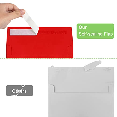 Image of 100 Packs 5x7 Envelopes, A7 5x7 Envelopes for Invitations, Printable Invitation Envelopes Self Seal for Weddings, Invitations, Photos, Greeting Cards, Mailing (Red)