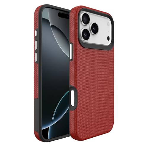 Image of NOXO Ultra-Hybrid Triangle Back Case Cover for iPhone 17 Pro, | Shockproof Design | Camera Protection | Soft TPU & Rugged PC | Bumper Case Cover for iPhone 17 Pro, (Scarlet Red)