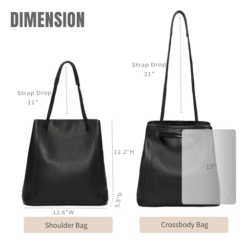 Image of Tote Bag for Women Genuine Leather Work Bag Casual Shoulder Handbags with Adjustable Strap