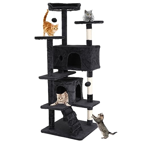 Árbol para gatos 54 pulgadas torre multi-niveles interior miniatura 1