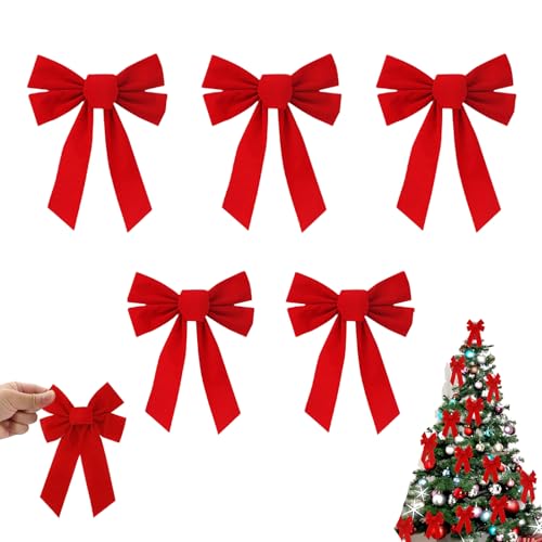 Lunpog 6 Stück Rote Weihnachtsschleife, 23×27cm Rote Samt Schleife...