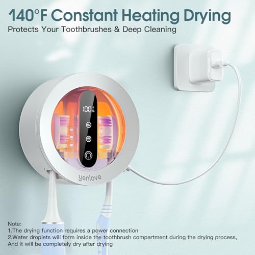 Image of Upgraded Toothbrush Holder with UV & Heated Drying, Smart Tooth brush Holder for Bathroom Accessories, Wall Mounted Toothbrush Organizer Fits Manual and Electric Toothbrushes for Home & Travel
