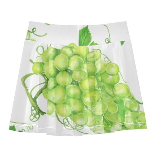 Joisal Athletic Shorts for Girls Skorts Tennis Skirts Kids Funny Little Girl Watercolor Green Grapes White 3t2