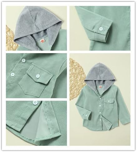 Kids Toddler Boy Clothes Long Sleeve Corduroy Lapel Button Down Shirt Top Little Boys Shirts Light Green - Image 4