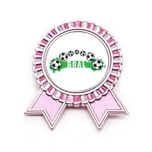 Badge de football avec pont métallique rose de taille moyenne pour sac à dos