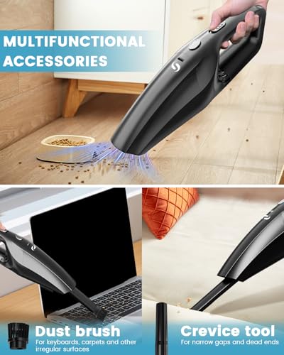 Image of Handheld Vacuum Cordless Car Vacuum Cleaner Portable Rechargeable and Mini with Powerful Suction Includes Washable HEPA Filter and Lightweight for Car Home Office and Pet Hair