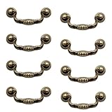 Adyoney 8 Pcs 3 Inch P02 Drop Drawer Handles Antique Brass(Gold) Cabinet Handle Drawer Pulls, with Mounting Screws, for Furniture Cupboard Wardrobe Kitchen Door