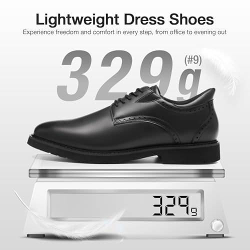 HEEZ Men's Dress Shoes Comfortable, Business Casual Oxfords Shoes for Men Split Leather, Lightweight Dress Sneakers for Office Fomal Wedding Church - Image 4