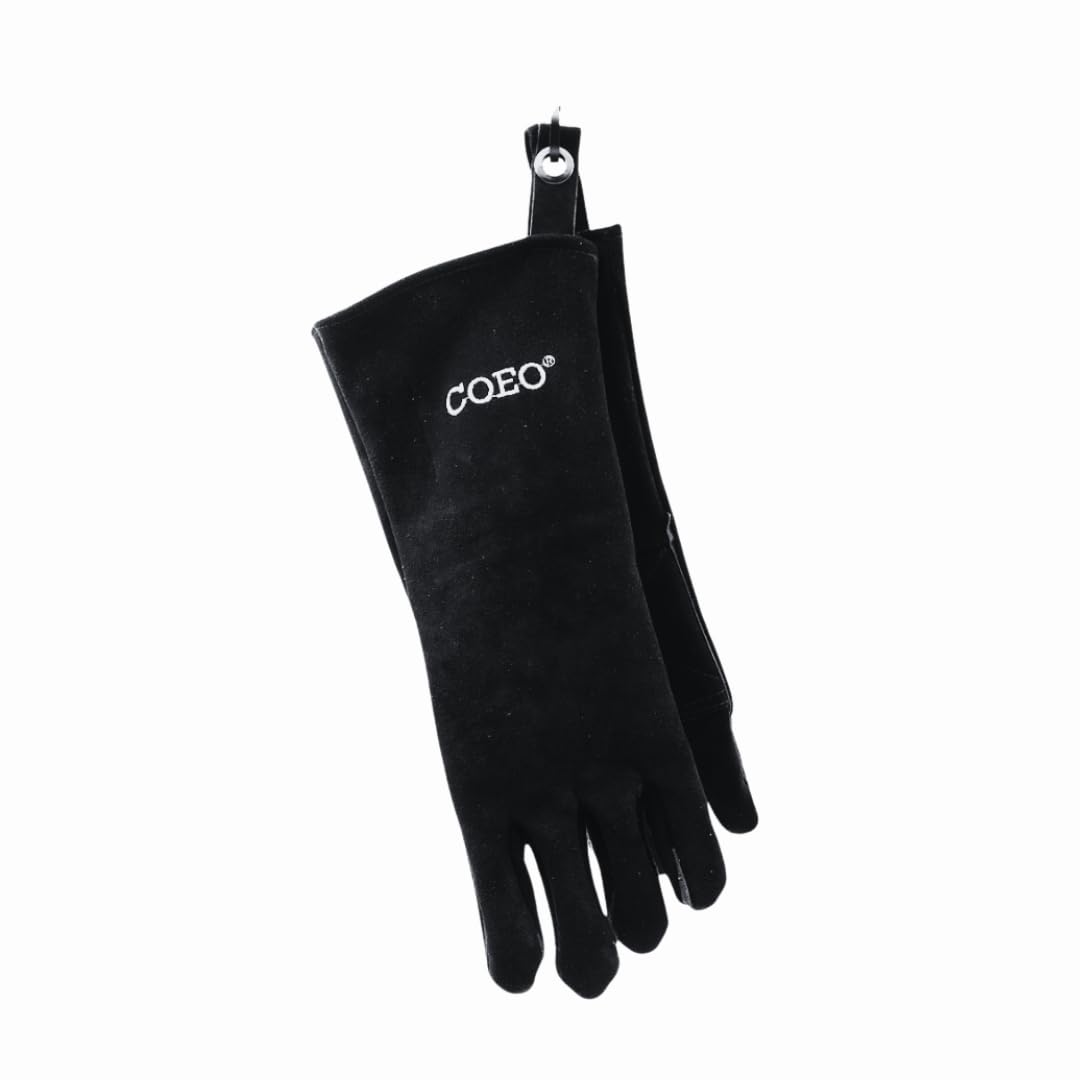 Gants Résistants à la Chaleur - Cuir Ignifuge - Haute Résistance - BBQ & Pro - Barbecue, Cuisine, Cheminée, Soudage, Four, Jardin, Camping, Atelier - Protection. 40x16cm