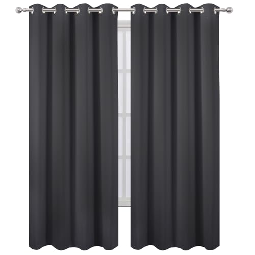 Image of LEMOMO Dark Grey Thermal Blackout Curtains /52 x 95 Inch /Set of 2 Panels Room Darkening Curtains for Bedroom